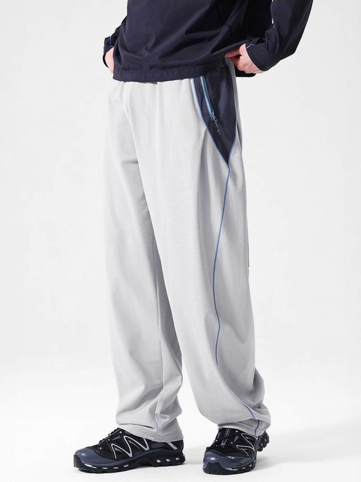 RunFlow - Unisex Contrast Stitch Lightweight Quick-Dry Paratrooper Pants